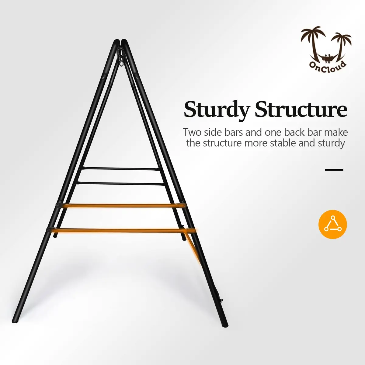 ONCLOUD Upgraded Hammock Chair Stand Metal Swing Frame, Heavy Duty Steel, Black | Indoor & Outdoor Support - view 2