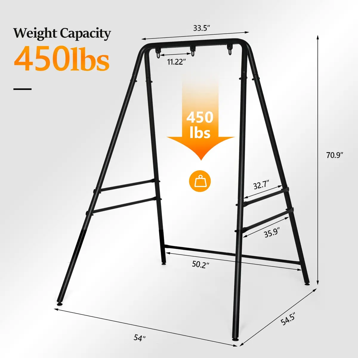 ONCLOUD Upgraded Hammock Chair Stand Metal Swing Frame, Heavy Duty Steel, Black | Indoor & Outdoor Support - view 4