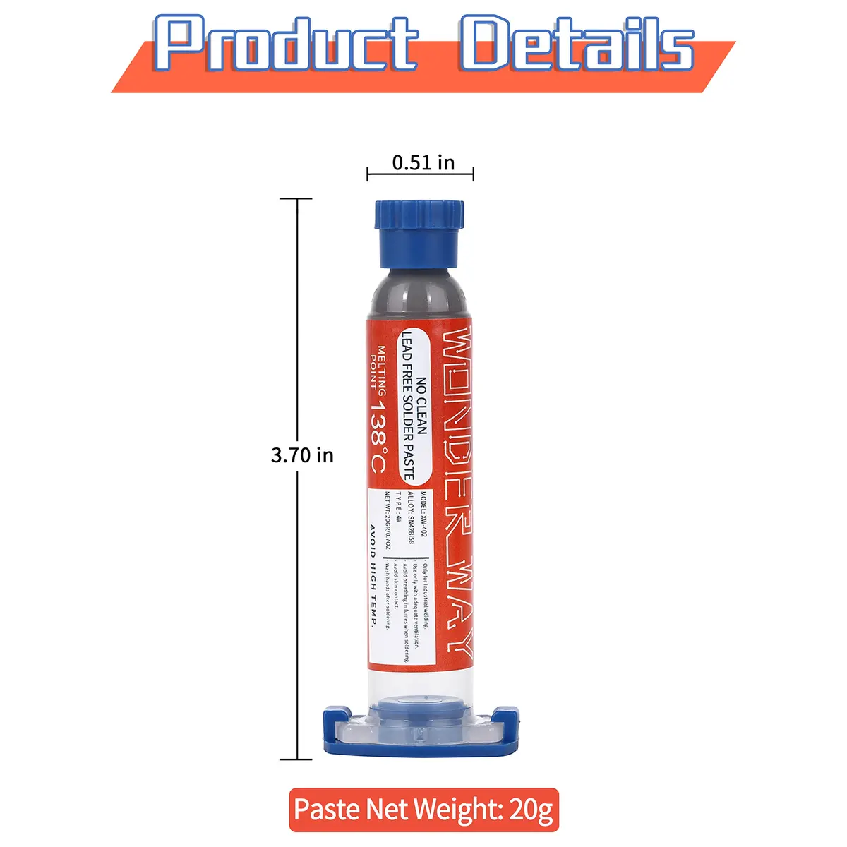 Wonderway Sn42/Bi58 T4 Lead Free Solder Paste 20g (0.71 oz) | Low Melting Point for Electronics Repair - view 2