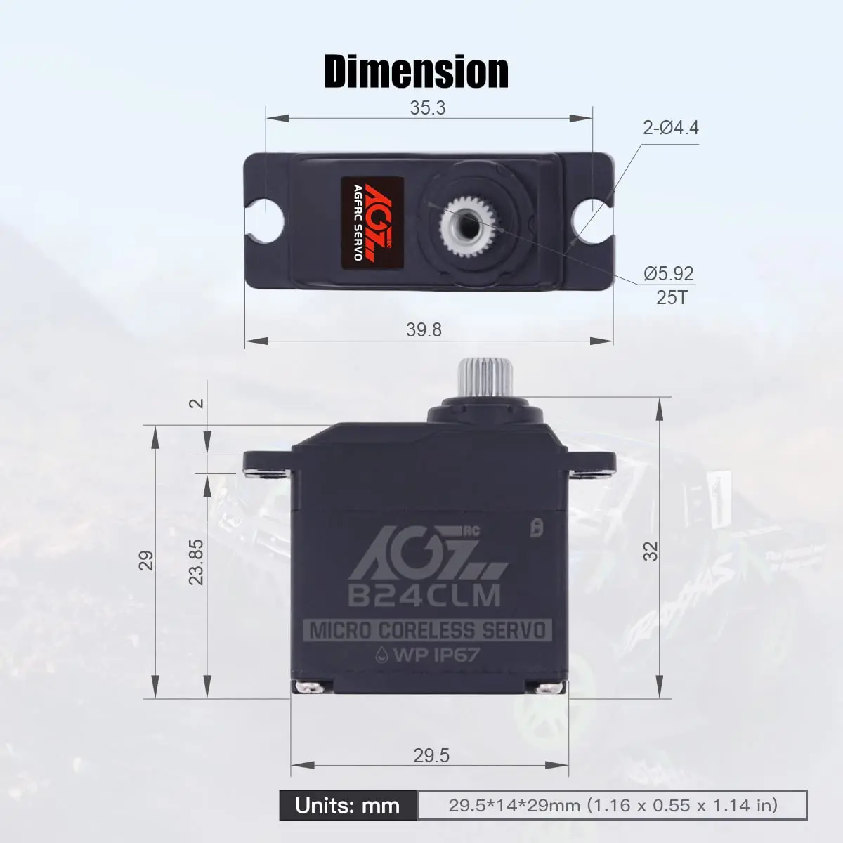 AGFRC B24CLM 6KG Waterproof Micro Servo for 1/16 RC | High Torque & IP67 Rated - view 5
