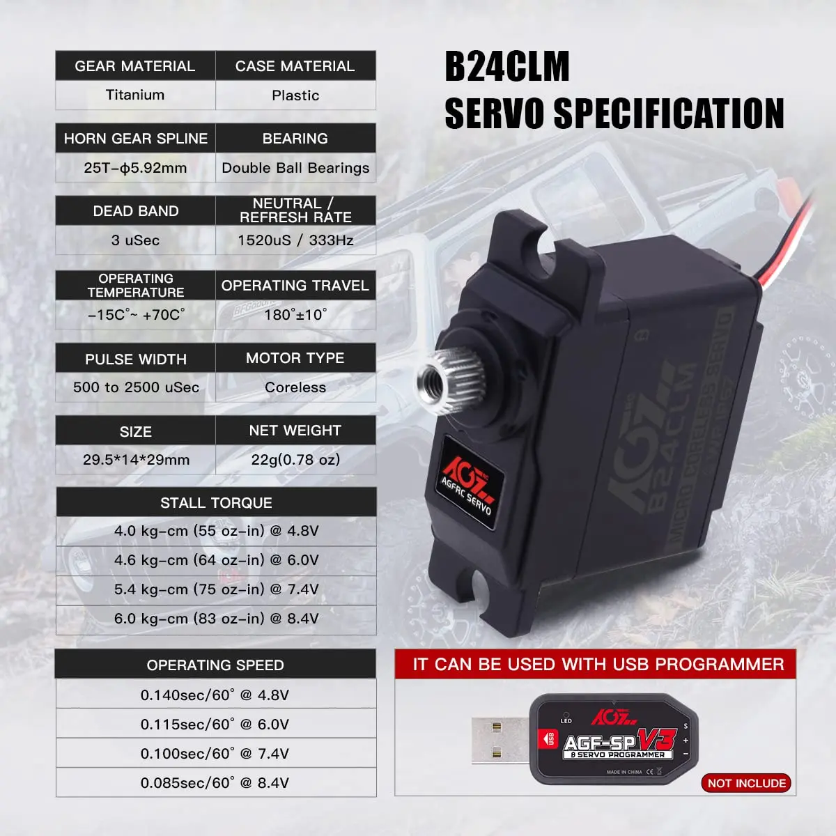 AGFRC B24CLM 6KG Waterproof Micro Servo for 1/16 RC | High Torque & IP67 Rated - view 2