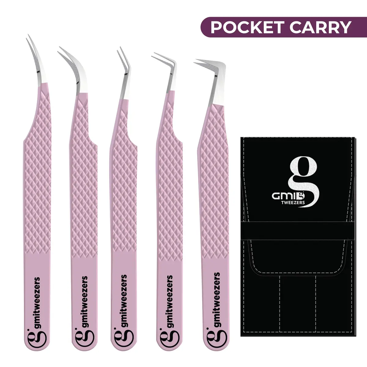 GMI TWEEZERS Fiber Tip Lash Tweezers for Eyelash Extensions | Precise, Stainless Steel, Pink - view 2