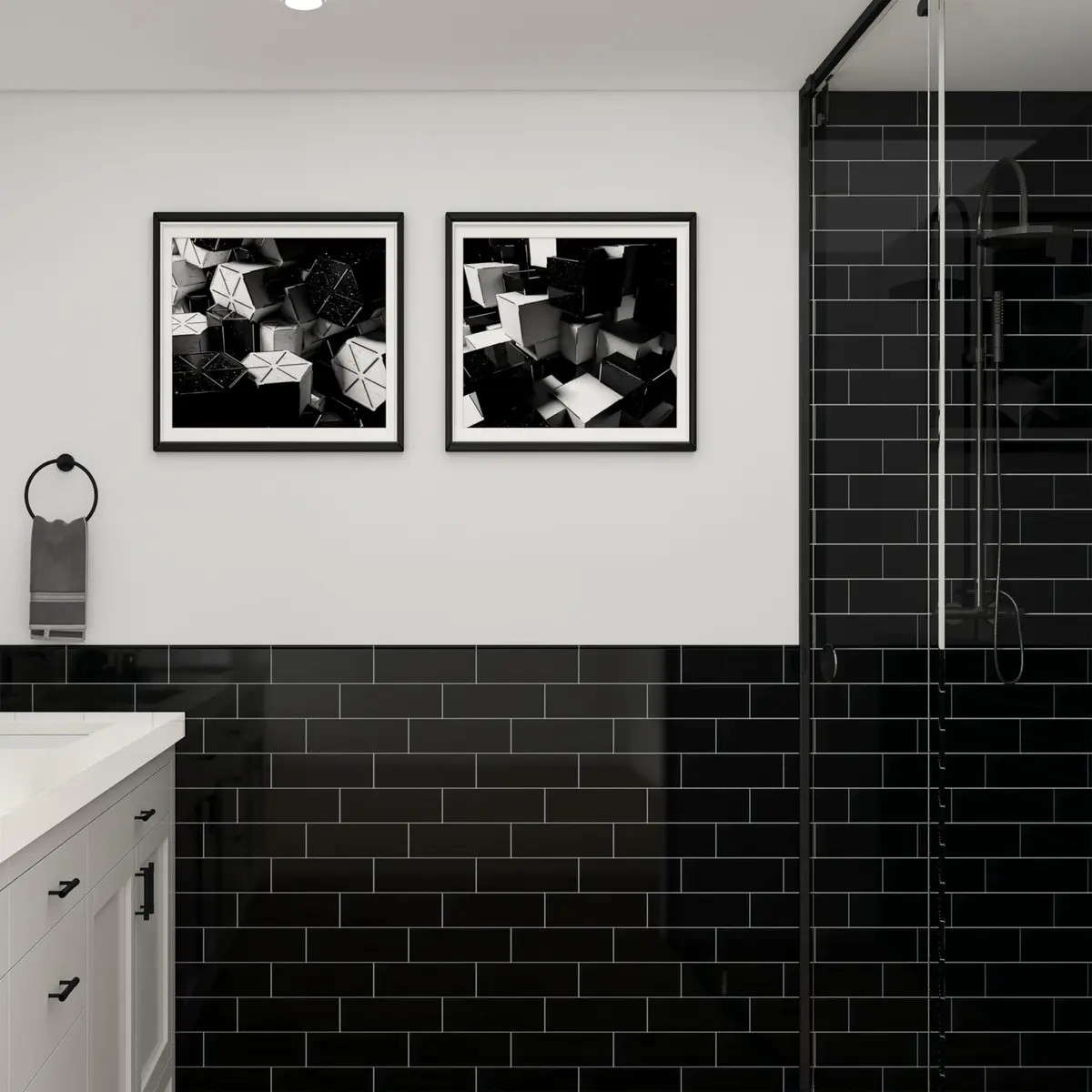 TileHQ 1/2" x 12" Ceramic Jolly Trim in Semi-Gloss Black | Stylish Wall Border for Kitchen & Decor - view 5