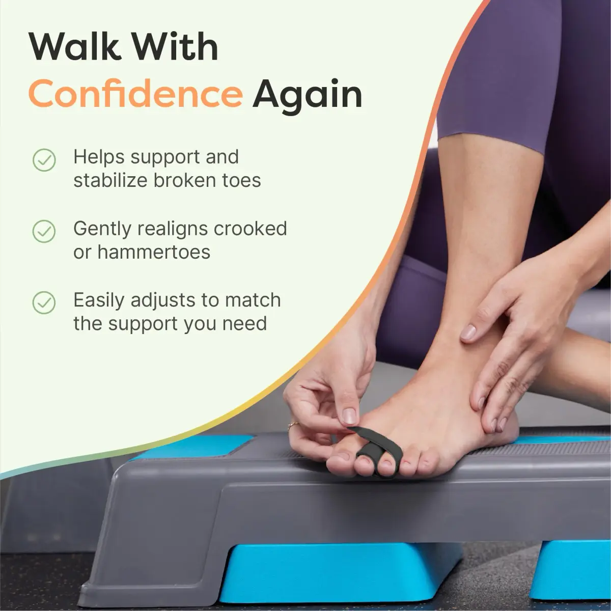 ZenToes Hammer Toe Corrector Wraps for Women & Men - 4 Count Black | Reusable Fabric Buddy Splint for Broken Toes - view 2