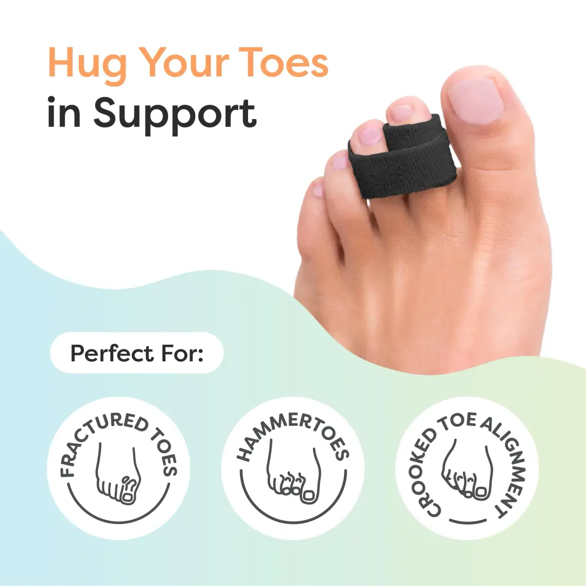 ZenToes Hammer Toe Corrector Wraps for Women & Men - 4 Count Black | Reusable Fabric Buddy Splint for Broken Toes - view 3