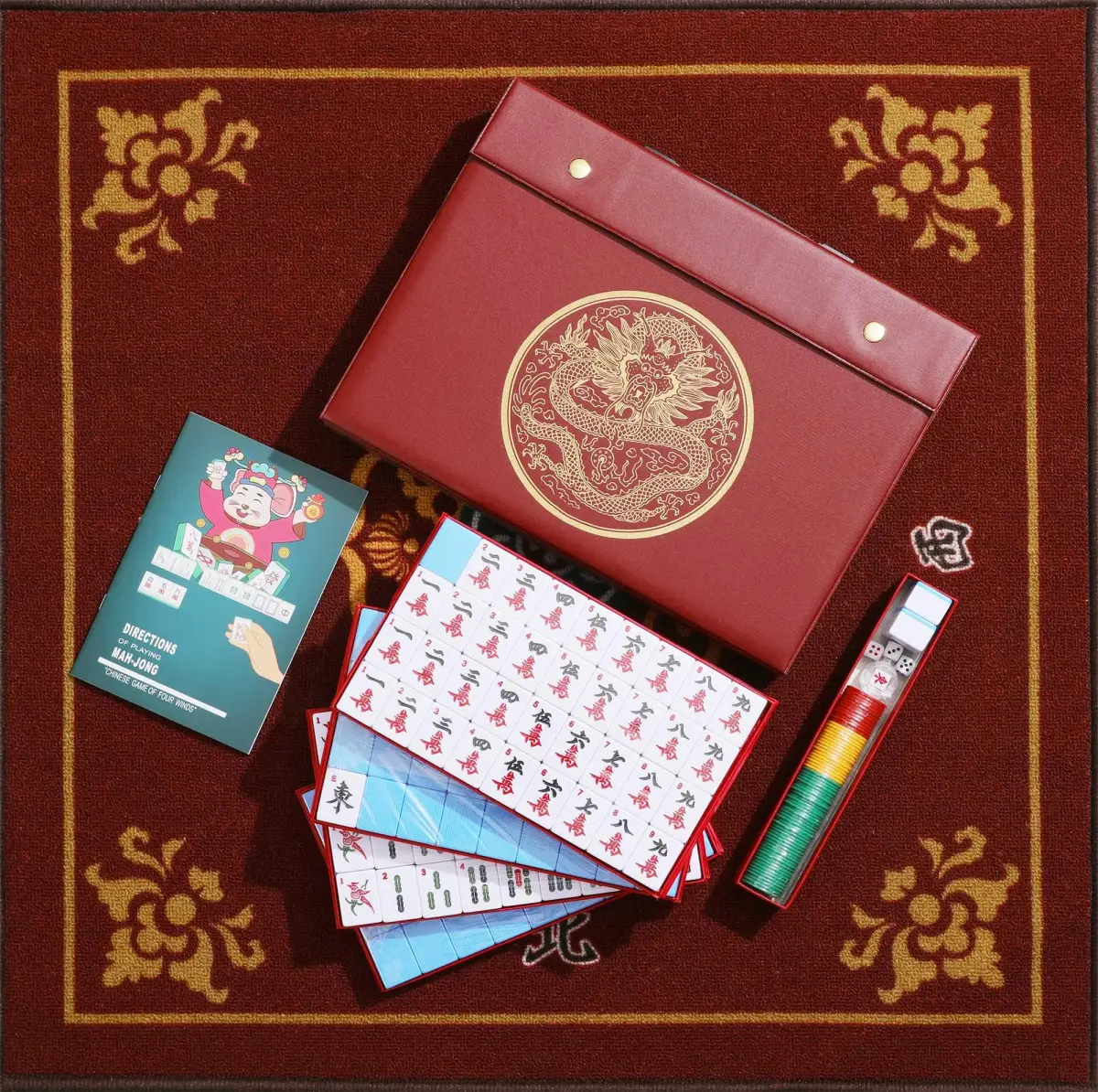 Mose Cafolo Chinese Mahjong Game Set 144 Tiles, 1.5" X-Large Melamine Tiles with Carrying Travel Case | Educational Board Game for Adults - view 4