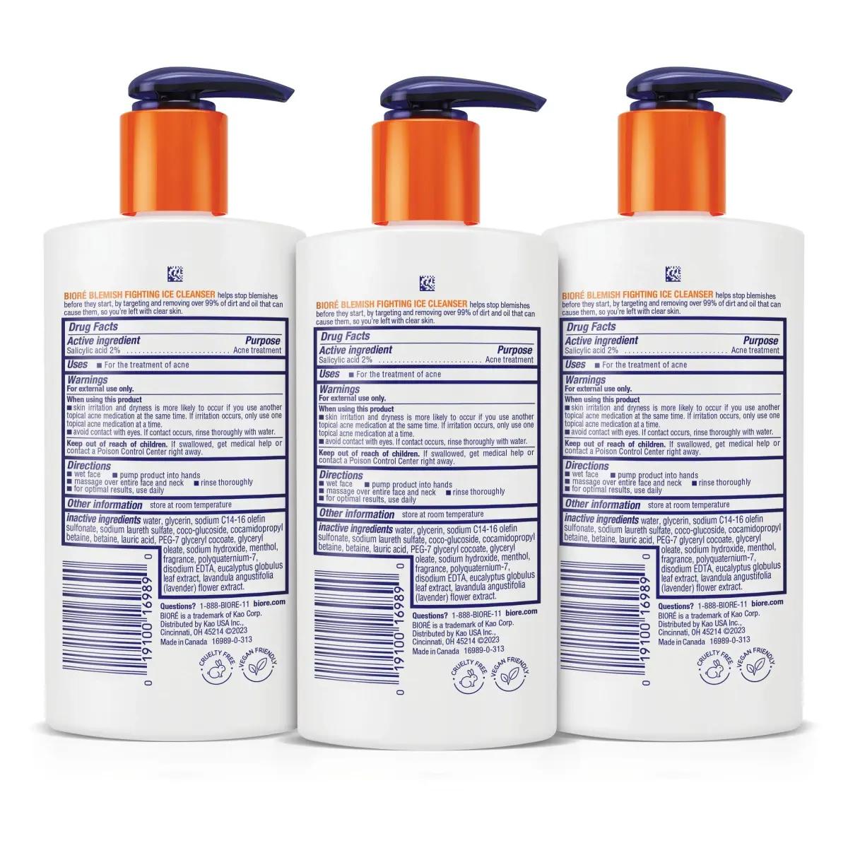 Bioré Blemish Fighting Ice Cleanser With Salicylic Acid, 200 ml (6.77 Fl Oz) - Pack of 3 | Fights Acne & Controls Oil - view 5