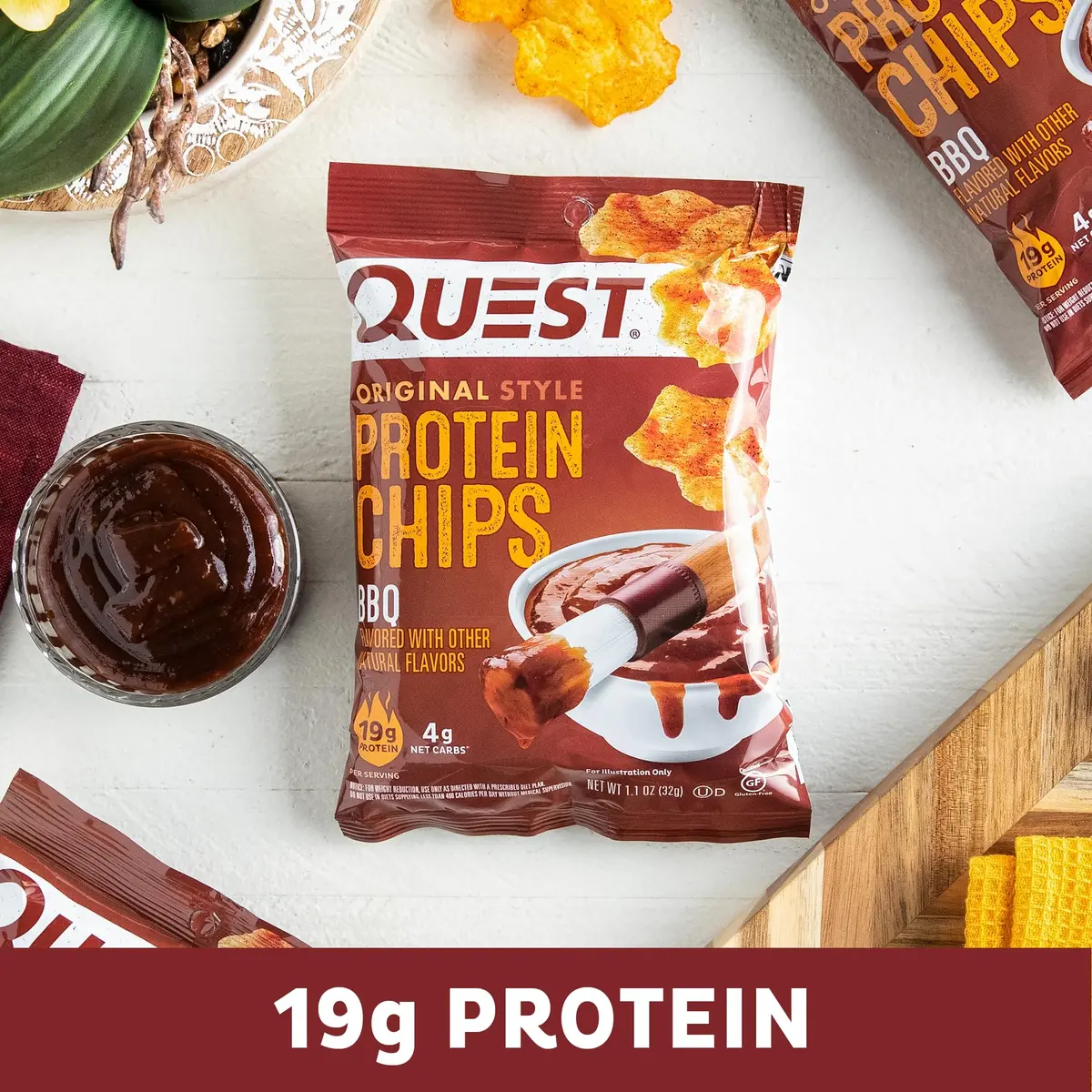 Quest BBQ Protein Chips 1.1 oz (32g) Pack of 4 | 19g Protein, 4g Net Carb, Gluten-Free - view 2