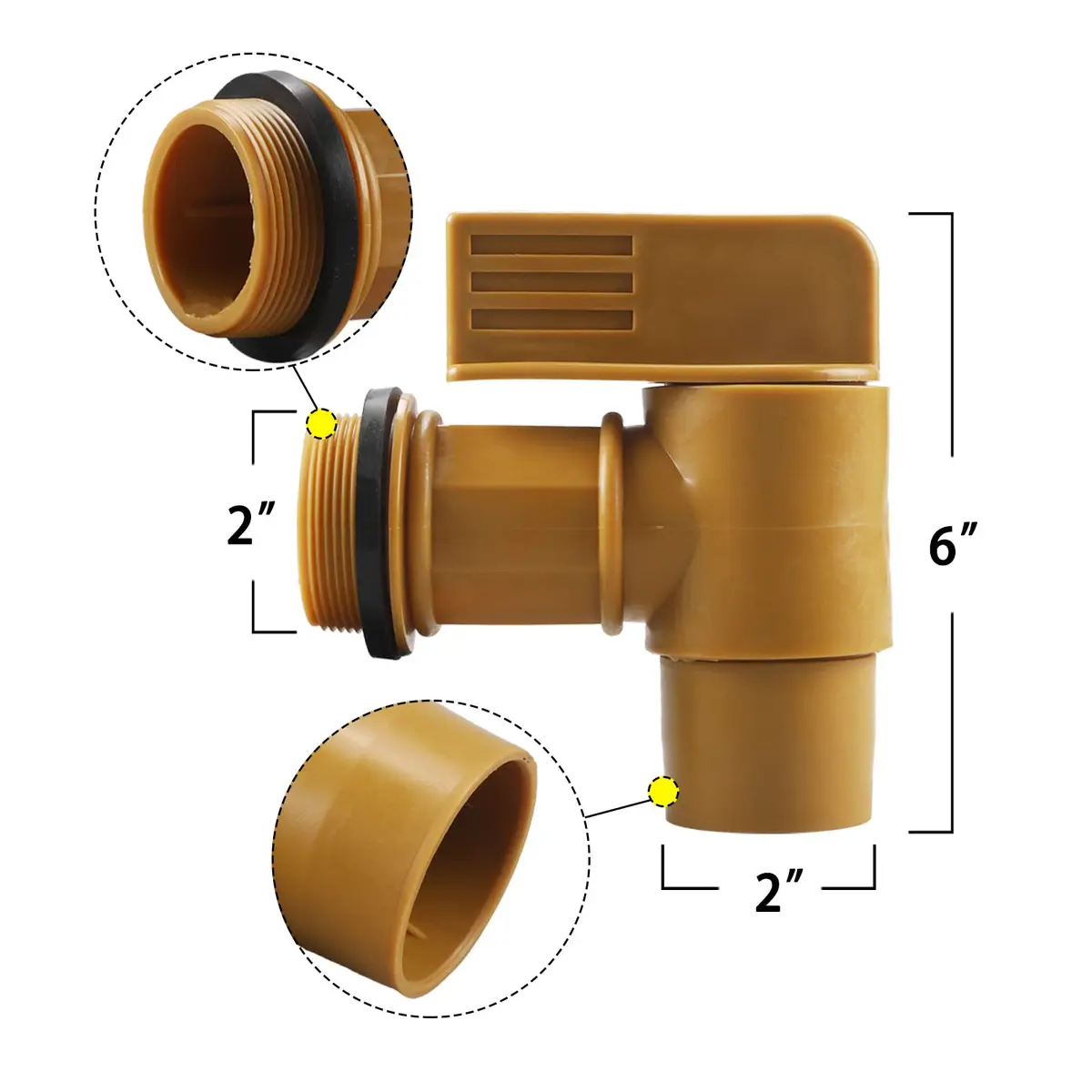 GWENBHMTOOL Polyethylene Drum Tap 2 Pack | 2" Male Barrel Faucet for 30 & 55 Gallon Drums - view 4