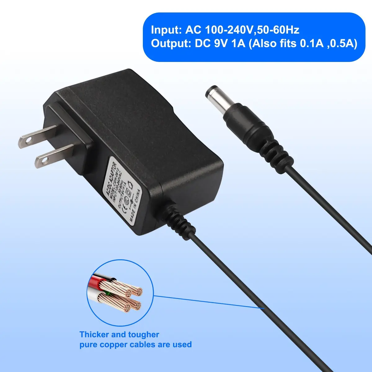 BXIZXD Guitar Pedal Power Supply 9V 1A | Compatible with Boss, Roland & More (100-120 words) - view 3