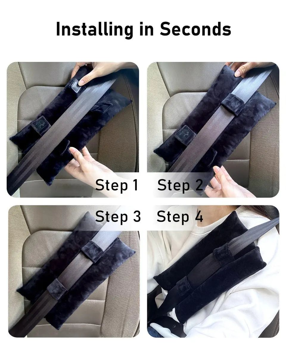 BELINOUS Seat Belt Pillows for Post Mastectomy Surgery (Black) | Comfort & Protection for Recovery - view 7