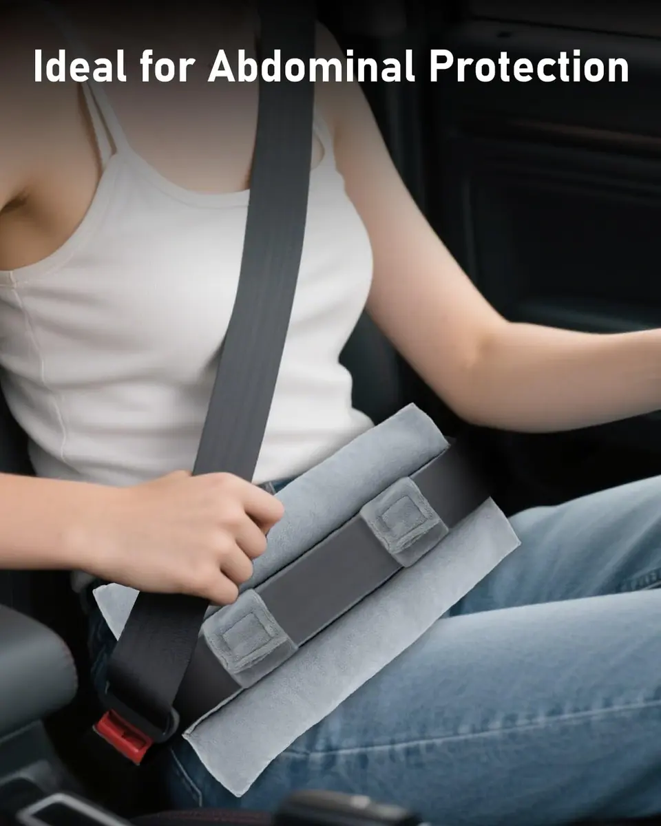 BELINOUS Post Mastectomy Seat Belt Pillow for Recovery | Soft Cotton, Gray - view 5