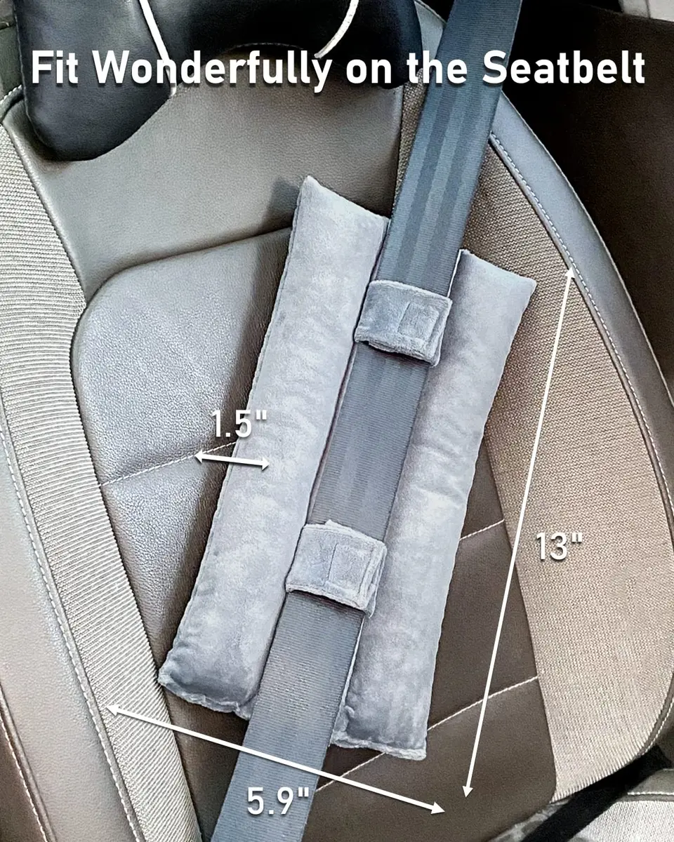 BELINOUS Post Mastectomy Seat Belt Pillow for Recovery | Soft Cotton, Gray - view 6