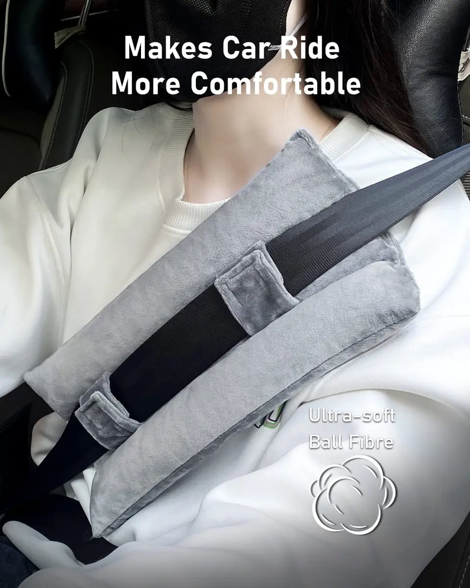 BELINOUS Post Mastectomy Seat Belt Pillow for Recovery | Soft Cotton, Gray - view 2