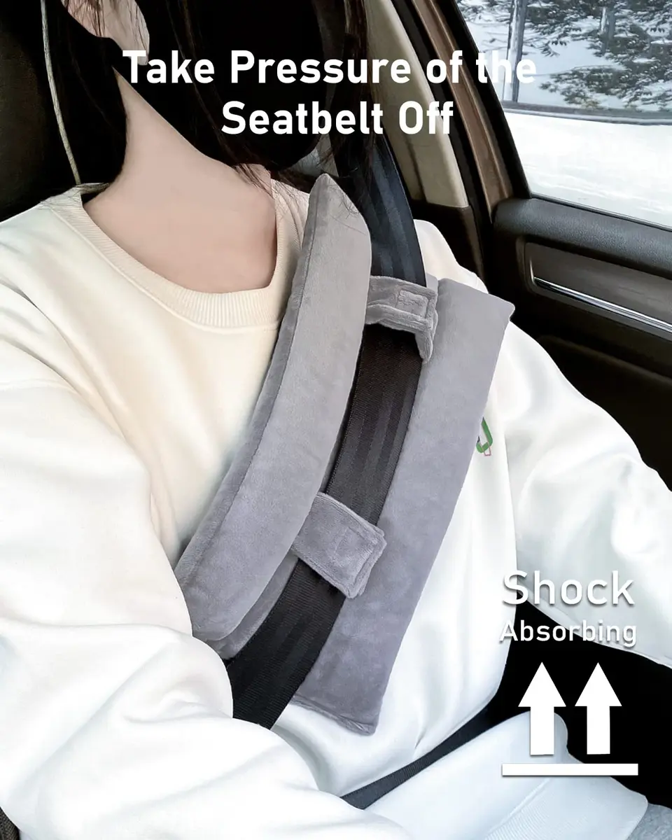 BELINOUS Post Mastectomy Seat Belt Pillow for Recovery | Soft Cotton, Gray - view 3