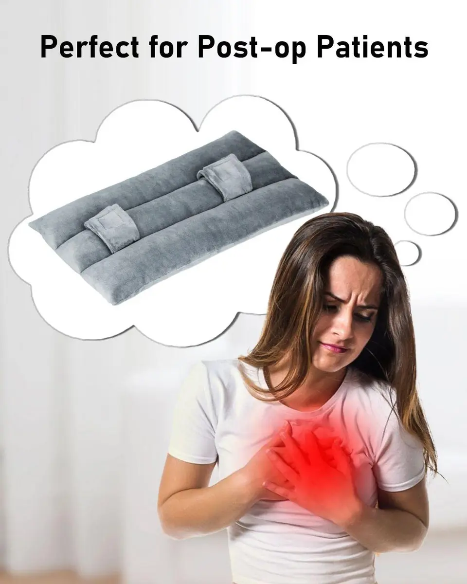 BELINOUS Post Mastectomy Seat Belt Pillow for Recovery | Soft Cotton, Gray - view 4