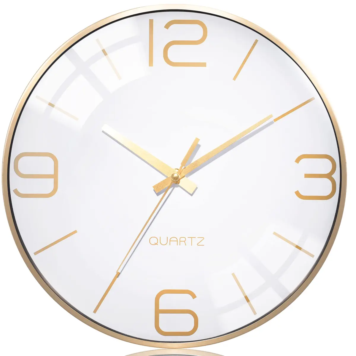 AYRELY 12 Inch Silent Wall Clock for Living Room & Bedroom | Modern Gold Metal Frame Decor - main product image