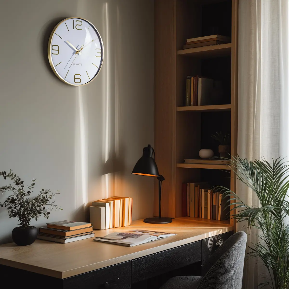 AYRELY 12 Inch Silent Wall Clock for Living Room & Bedroom | Modern Gold Metal Frame Decor - view 2