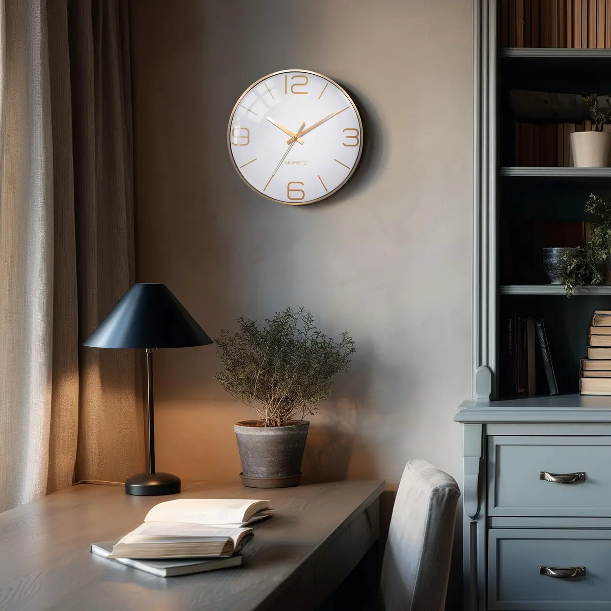 AYRELY 12 Inch Silent Wall Clock for Living Room & Bedroom | Modern Gold Metal Frame Decor - view 3