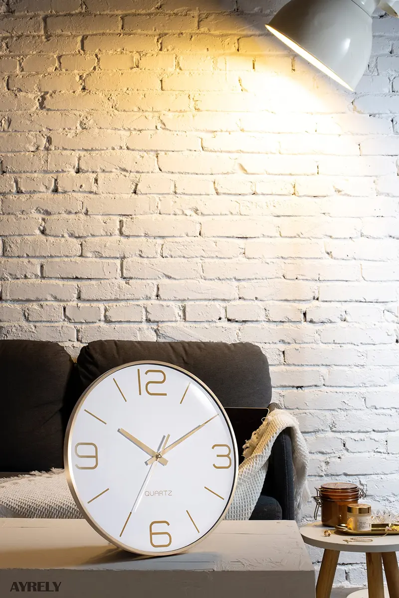 AYRELY 12 Inch Silent Wall Clock for Living Room & Bedroom | Modern Gold Metal Frame Decor - view 4