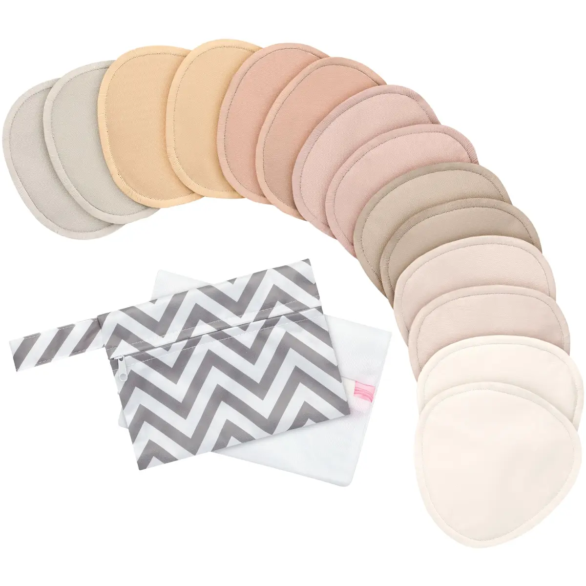 KeaBabies Reusable Nursing Pads, 14 Count (Neutrals, 3.9") | Organic Bamboo Viscose, Machine Washable, Discreet Fit - main product image
