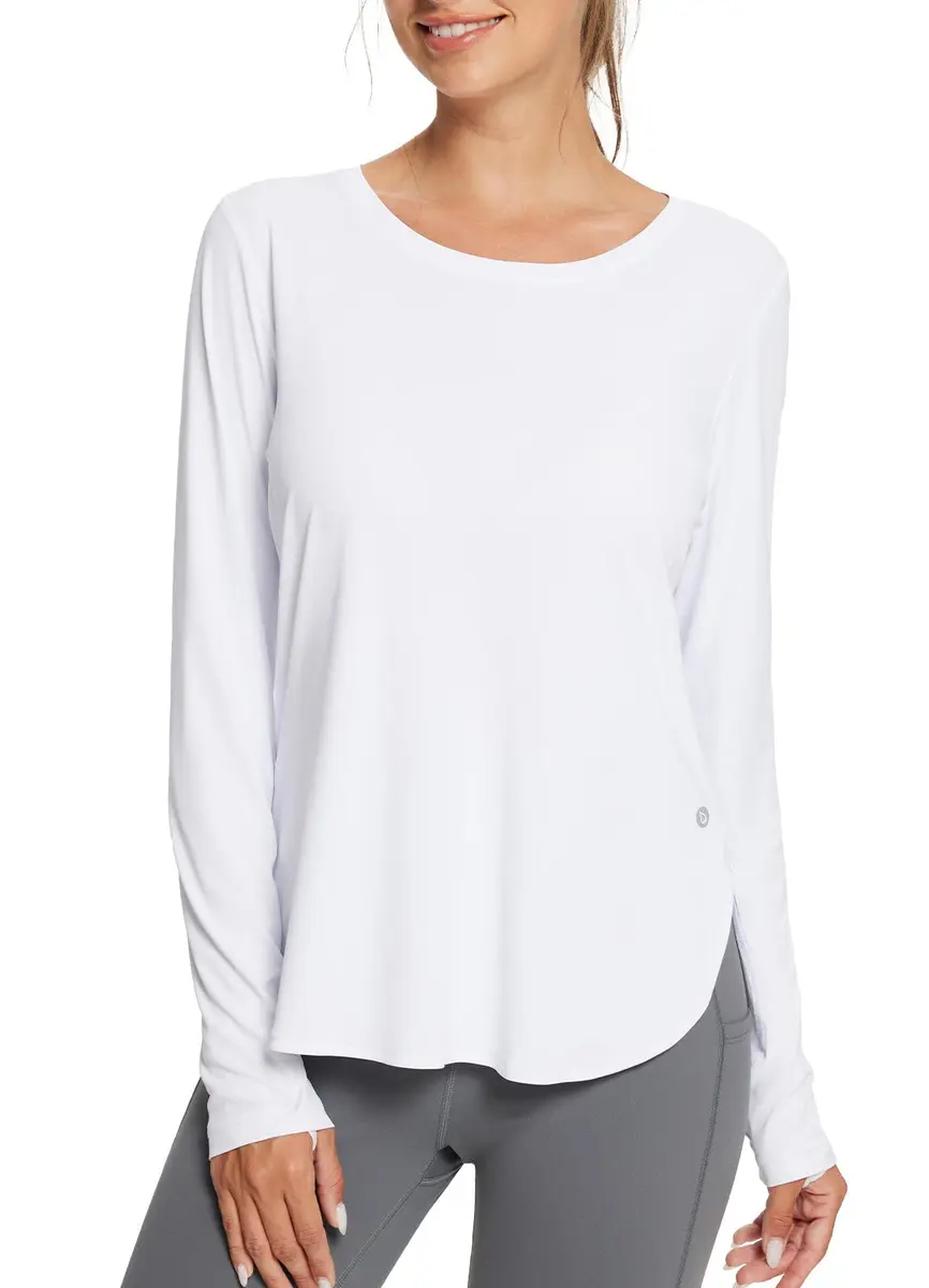 baleaf Womens Sun Shirts SPF Long Sleeve Lightweight Athletic Tops White XS | UPF 50+ Sun Protection & Quick Dry - main product image