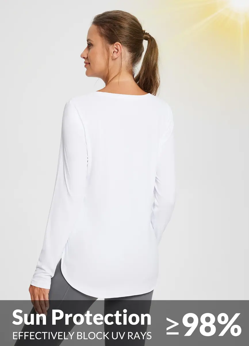 baleaf Womens Sun Shirts SPF Long Sleeve Lightweight Athletic Tops White XS | UPF 50+ Sun Protection & Quick Dry - view 6