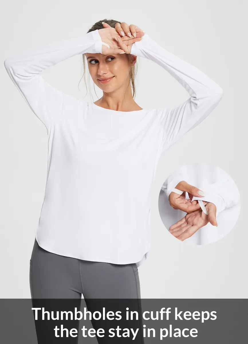 baleaf Womens Sun Shirts SPF Long Sleeve Lightweight Athletic Tops White XS | UPF 50+ Sun Protection & Quick Dry - view 8