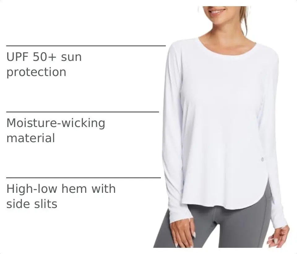 baleaf Womens Sun Shirts SPF Long Sleeve Lightweight Athletic Tops White XS | UPF 50+ Sun Protection & Quick Dry - view 4