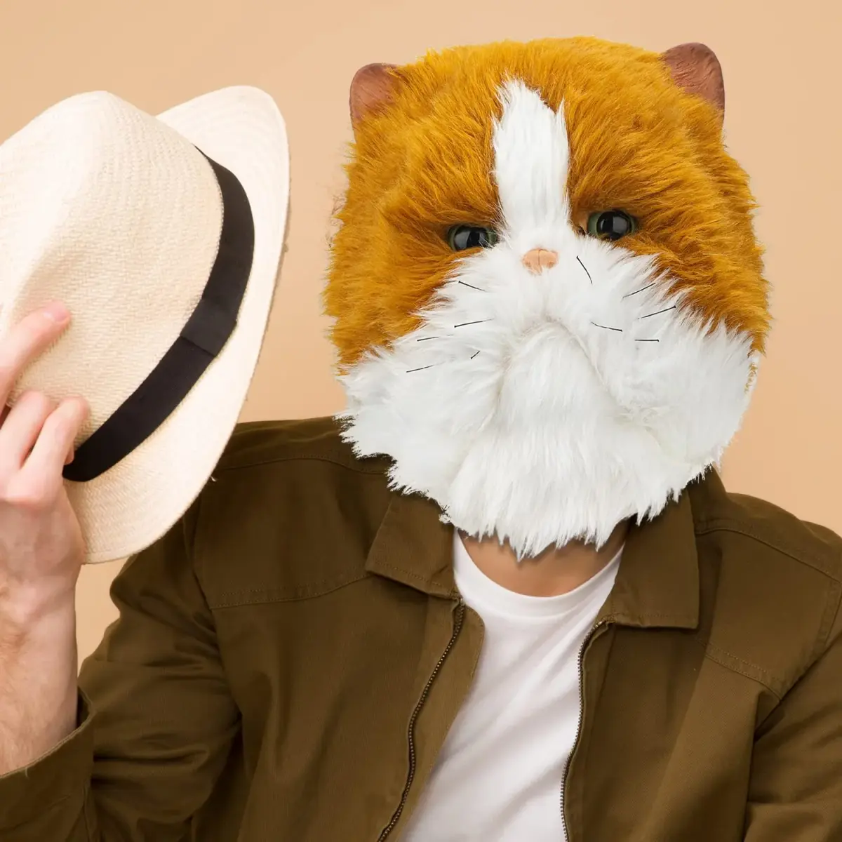 PartyHop Realistic Cat Head Mask for Adults | Latex Animal Costume Mask - view 2