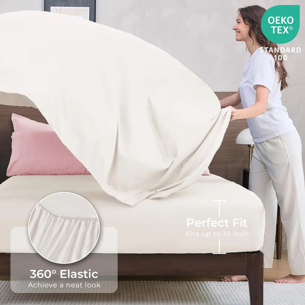 HEVUMYI King Comforter Set Pink & Ivory | Cloud-Soft Microfiber Bedding - view 5