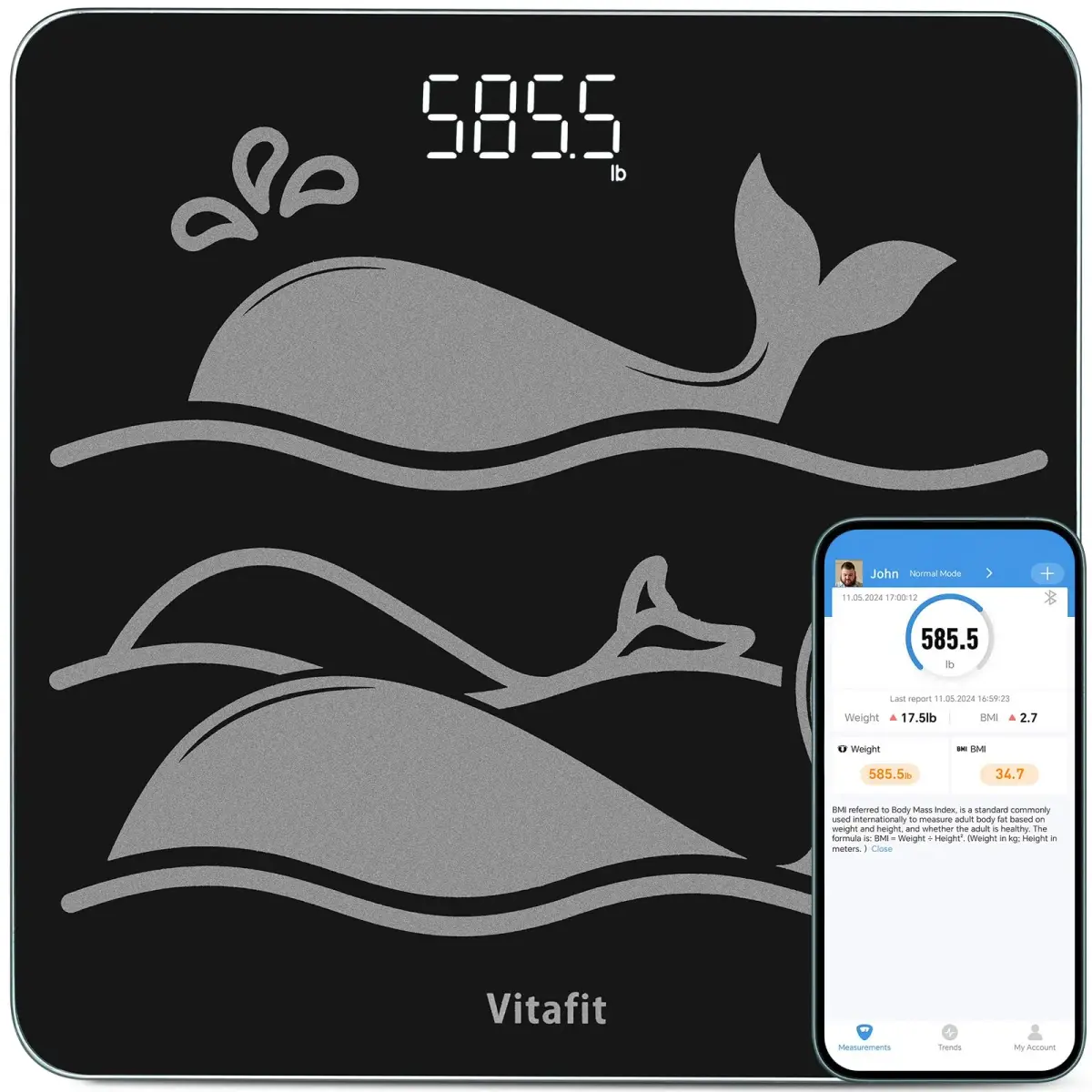 Vitafit Smart Digital Body Weight Scale 300kg (660lb) | FDA Approved, App Sync - main product image