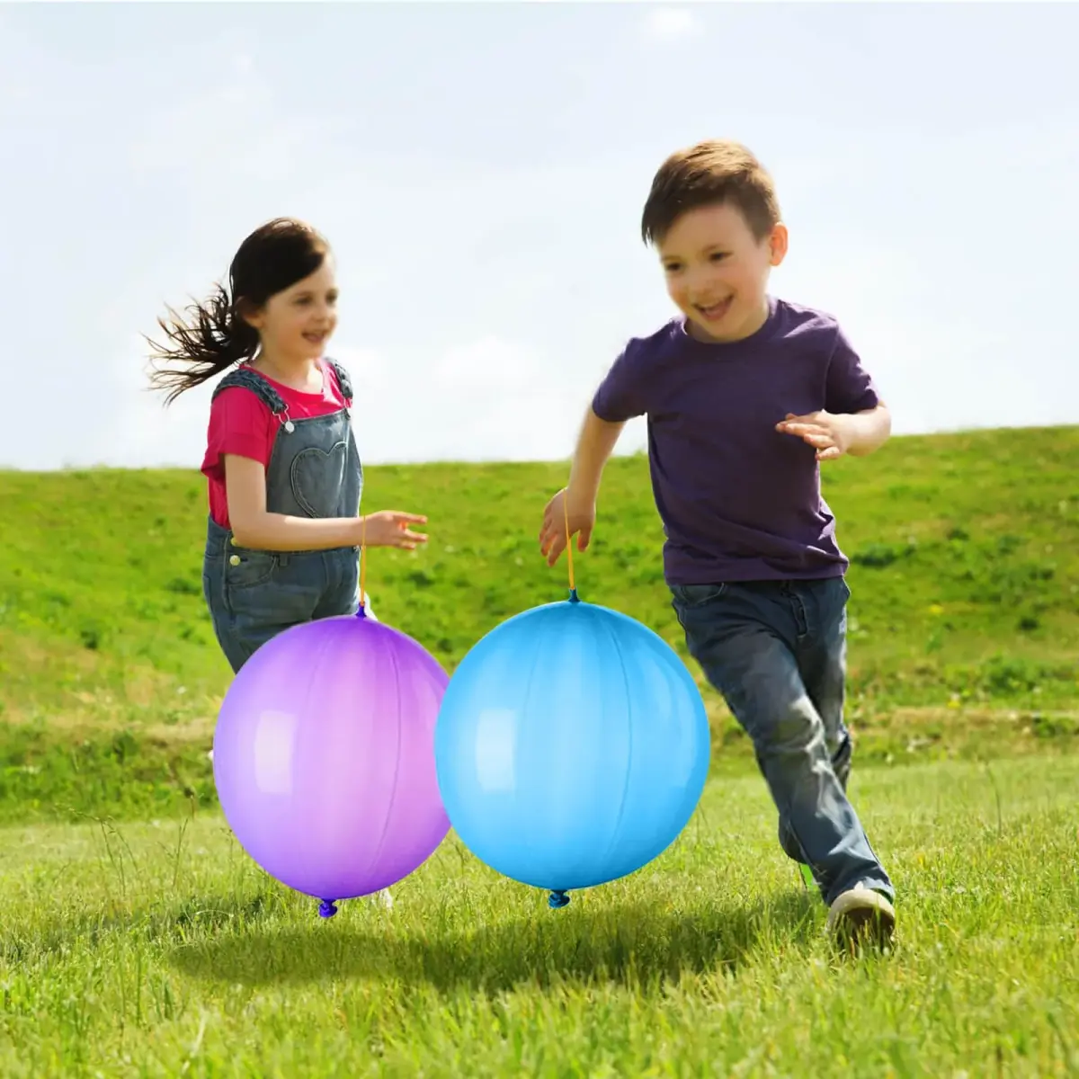 LEEZZIZZ 30Pcs Neon Punch Balloons with Rubber Band Handles, 18 inch (45.7 cm) | Fun Party Favors for Kids - view 6