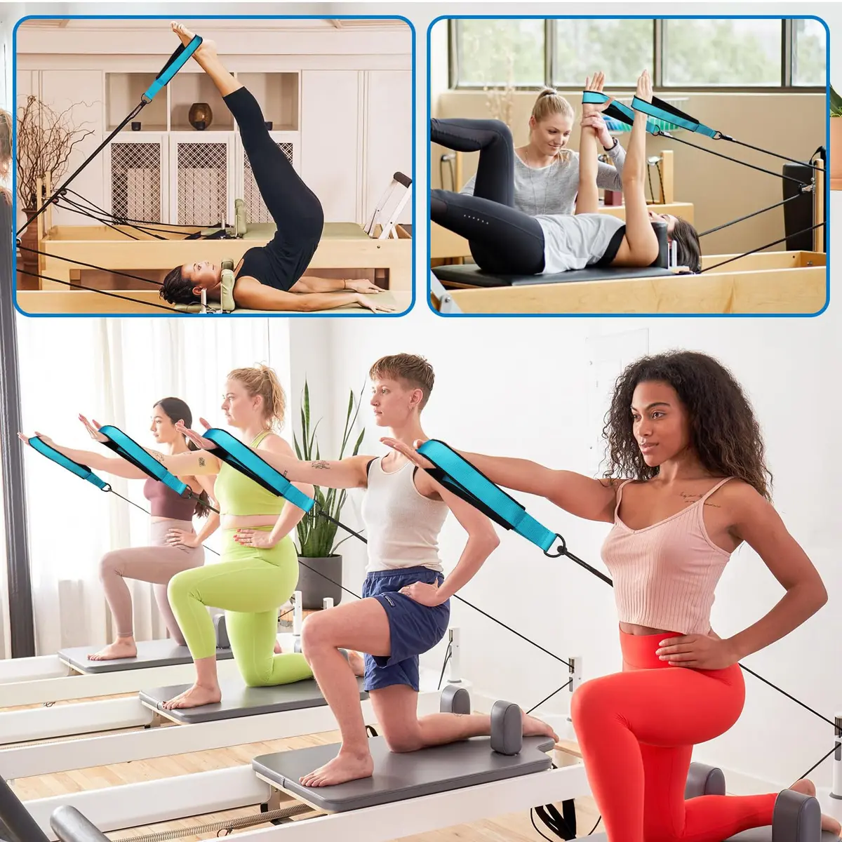 TOBWOLF Double Loop Pilates Straps for Reformer 15 inches (38.1 cm) | Sweat-Resistant Comfort for Home Gym Workouts - view 6