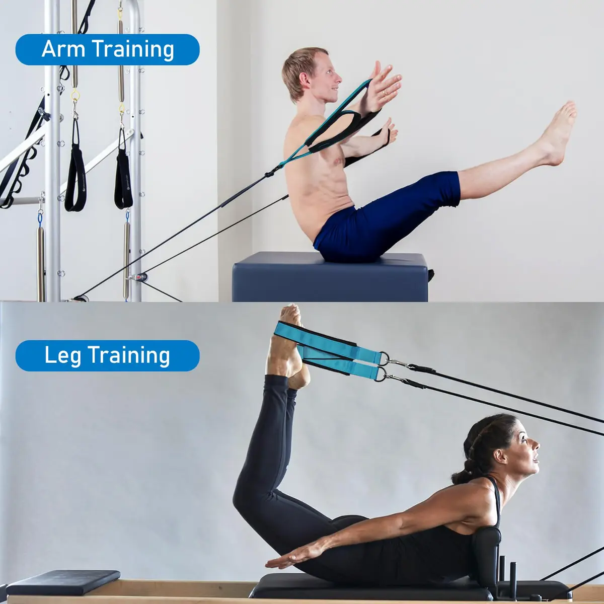 TOBWOLF Double Loop Pilates Straps for Reformer 15 inches (38.1 cm) | Sweat-Resistant Comfort for Home Gym Workouts - view 4
