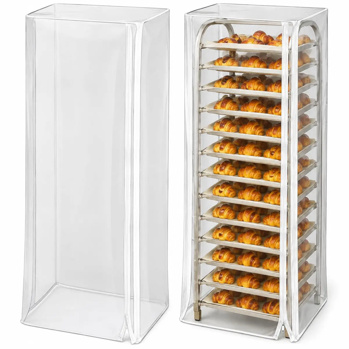 Riakrum Clear 2 Pcs 20-Tier Pan Rack Covers 71.1 cm (28" L x 23" W x 61" H) | Protects Food from Dust - main product image