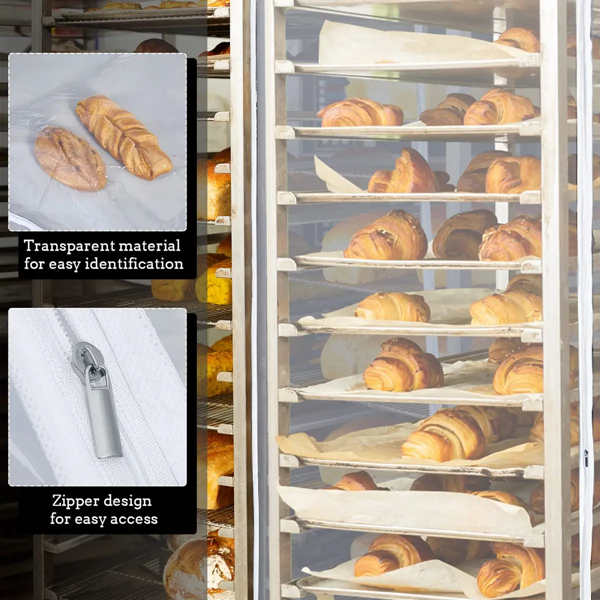 Riakrum Clear 2 Pcs 20-Tier Pan Rack Covers 71.1 cm (28" L x 23" W x 61" H) | Protects Food from Dust - view 4