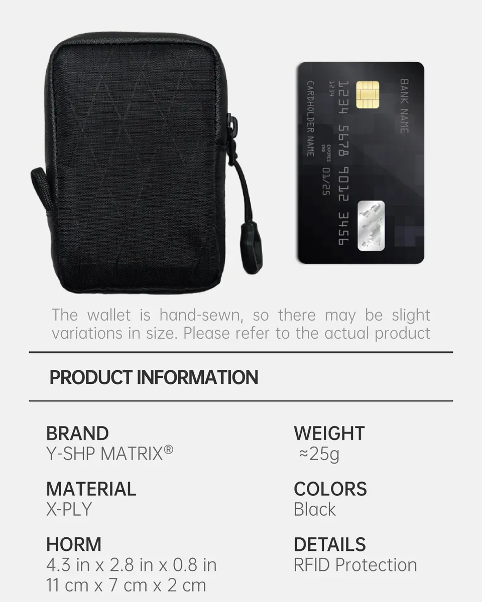 Y-SHP MATRIX EDC Wallet, RFID Blocking Zipper, Compact 4.3 x 2.8 x 0.8 in, Built to Last - view 2