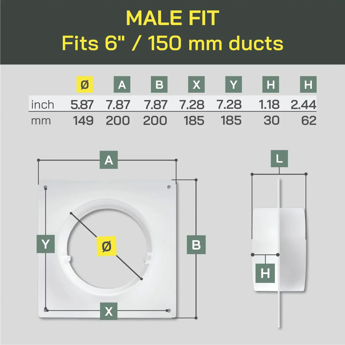 Vent Systems Round 6" Inch White Air Vent Duct Connector Flange | Plastic HVAC Pipe Fitting for Dryer & Ventilation - view 2