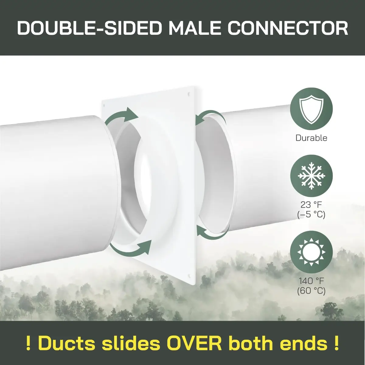 Vent Systems Round 6" Inch White Air Vent Duct Connector Flange | Plastic HVAC Pipe Fitting for Dryer & Ventilation - view 3