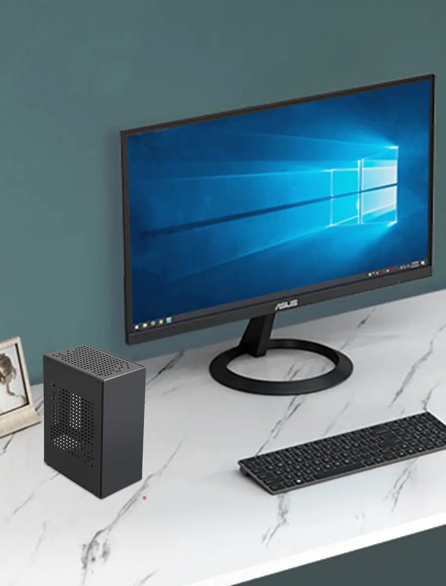 JOYJOM Aluminum Mini ITX Case with PCIe 3.0 Riser, Small Form Factor PC Case, Supports GPU & FLEX Power Supply, Black | Compact Gaming Chassis - view 5