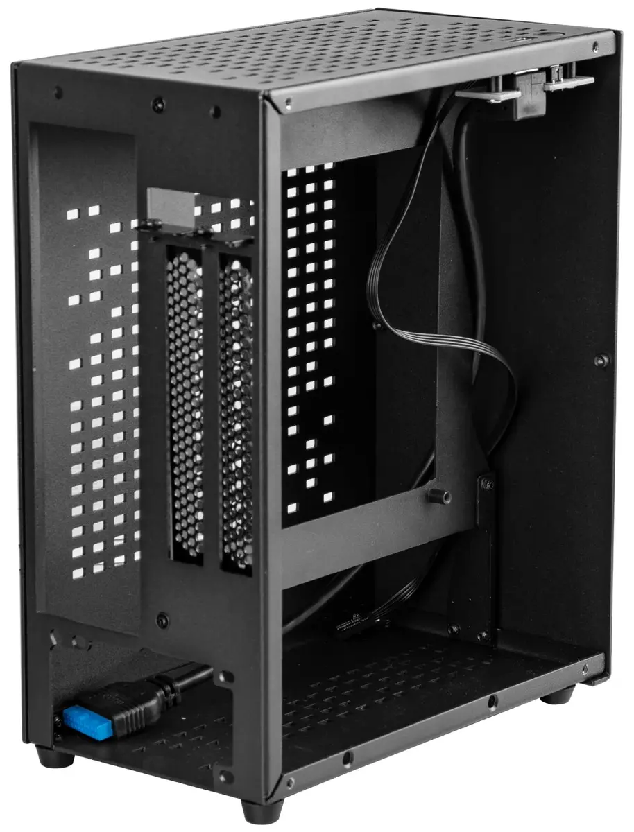 JOYJOM Aluminum Mini ITX Case with PCIe 3.0 Riser, Small Form Factor PC Case, Supports GPU & FLEX Power Supply, Black | Compact Gaming Chassis - view 6