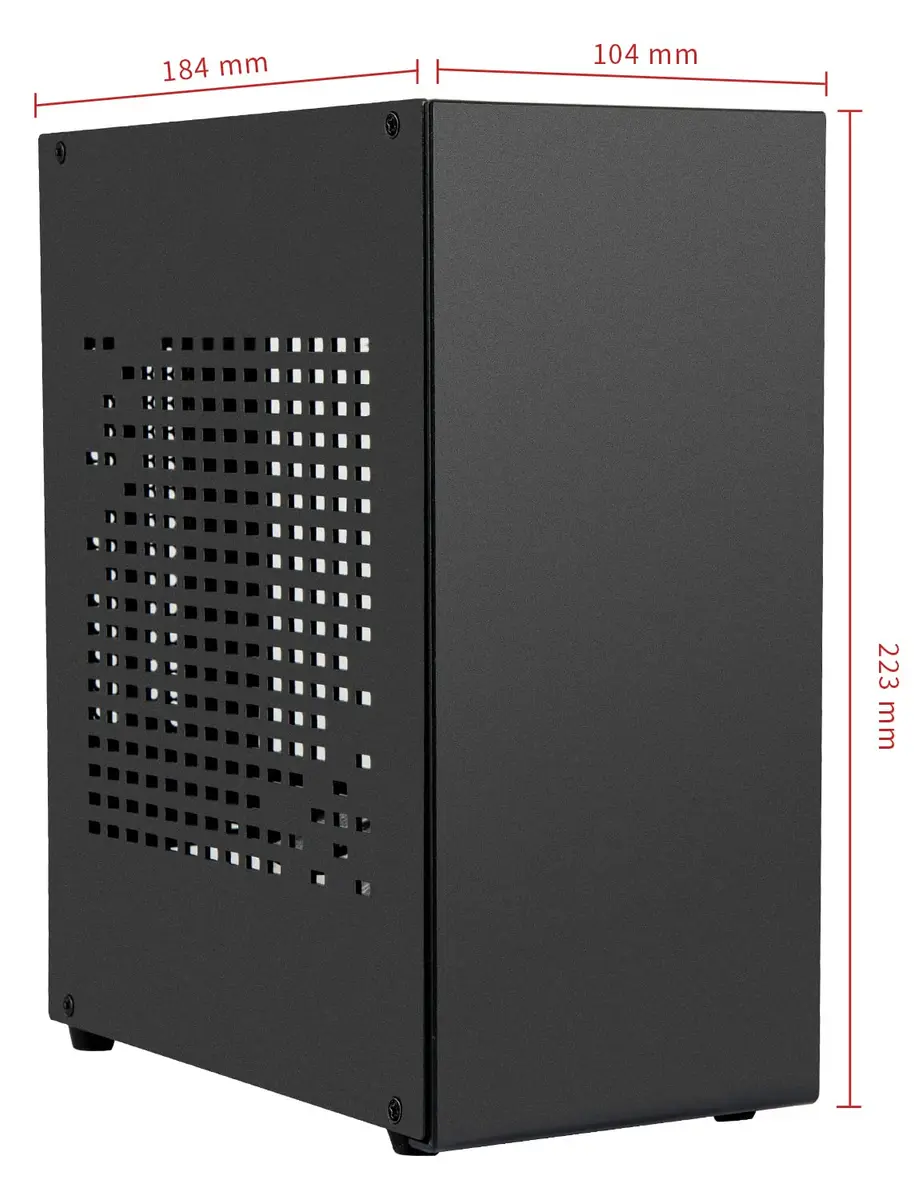 JOYJOM Aluminum Mini ITX Case with PCIe 3.0 Riser, Small Form Factor PC Case, Supports GPU & FLEX Power Supply, Black | Compact Gaming Chassis - view 4