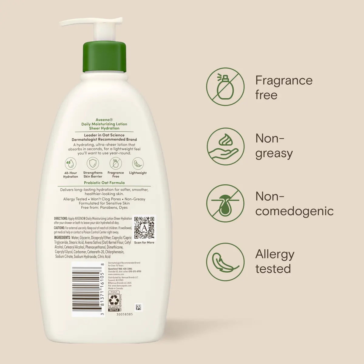 Aveeno Daily Moisturizing Body Lotion for Normal to Dry Skin 1064ml (36 Fl Oz) Twin Pack | Dermatologist Recommended for Sensitive Skin - view 9