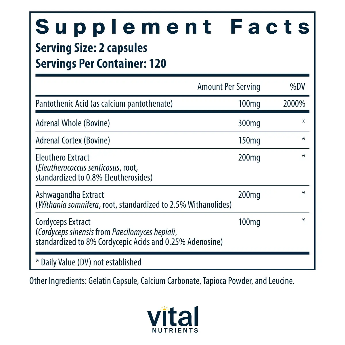 Vital Nutrients Adrenal Support for Gland Function, 240 Capsules | Supports Stress & Cortisol Balance - view 2