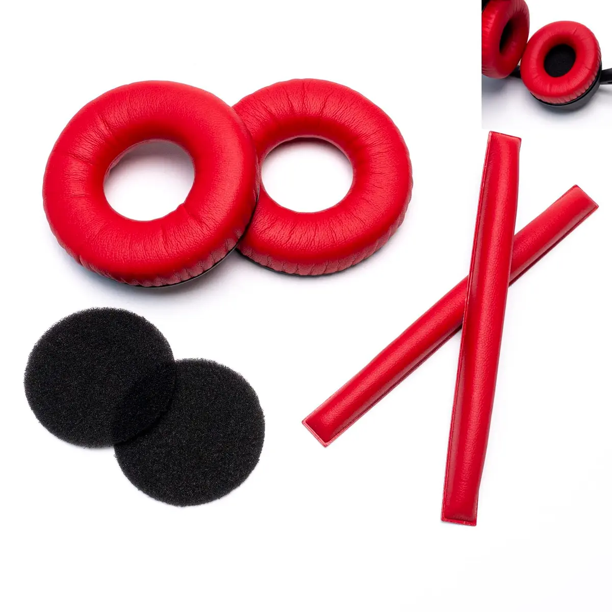 Voarmaks Ear Pads Headband Kit for Sennheiser HD25, HD250BT, HMD25, Red | Compatible with HD25 Series | Colorful & Comfortable - main product image