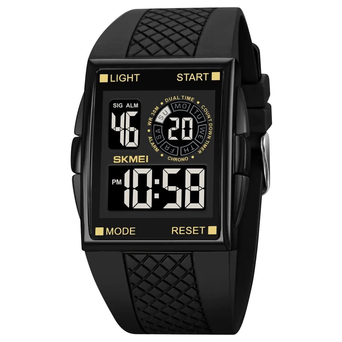 Gosasa Men's Digital Airplane Watch C- Black Gold - 47mm Aviation-Inspired Design with LED Light - main product image