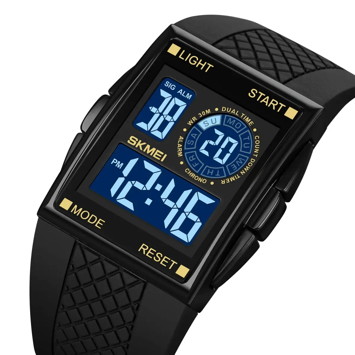 Gosasa Men's Digital Airplane Watch C- Black Gold - 47mm Aviation-Inspired Design with LED Light - view 2