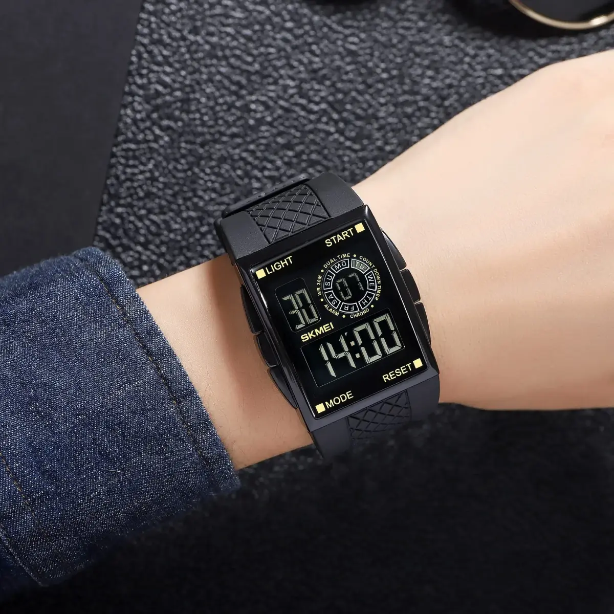 Gosasa Men's Digital Airplane Watch C- Black Gold - 47mm Aviation-Inspired Design with LED Light - view 3