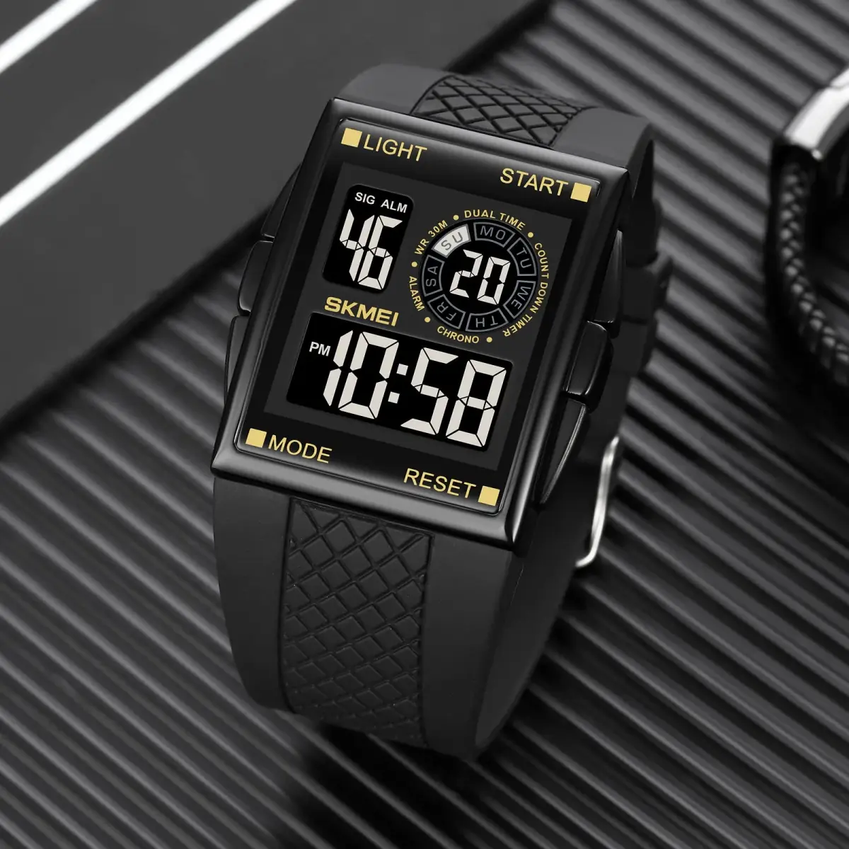 Gosasa Men's Digital Airplane Watch C- Black Gold - 47mm Aviation-Inspired Design with LED Light - view 4